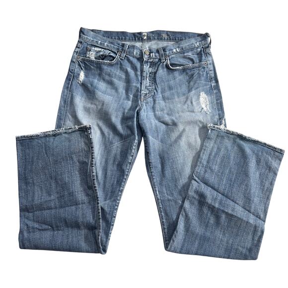 Men7 For All Mankind jean Vintage Y2K  button fly boot cut relaxed distressed - Picture 4 of 9